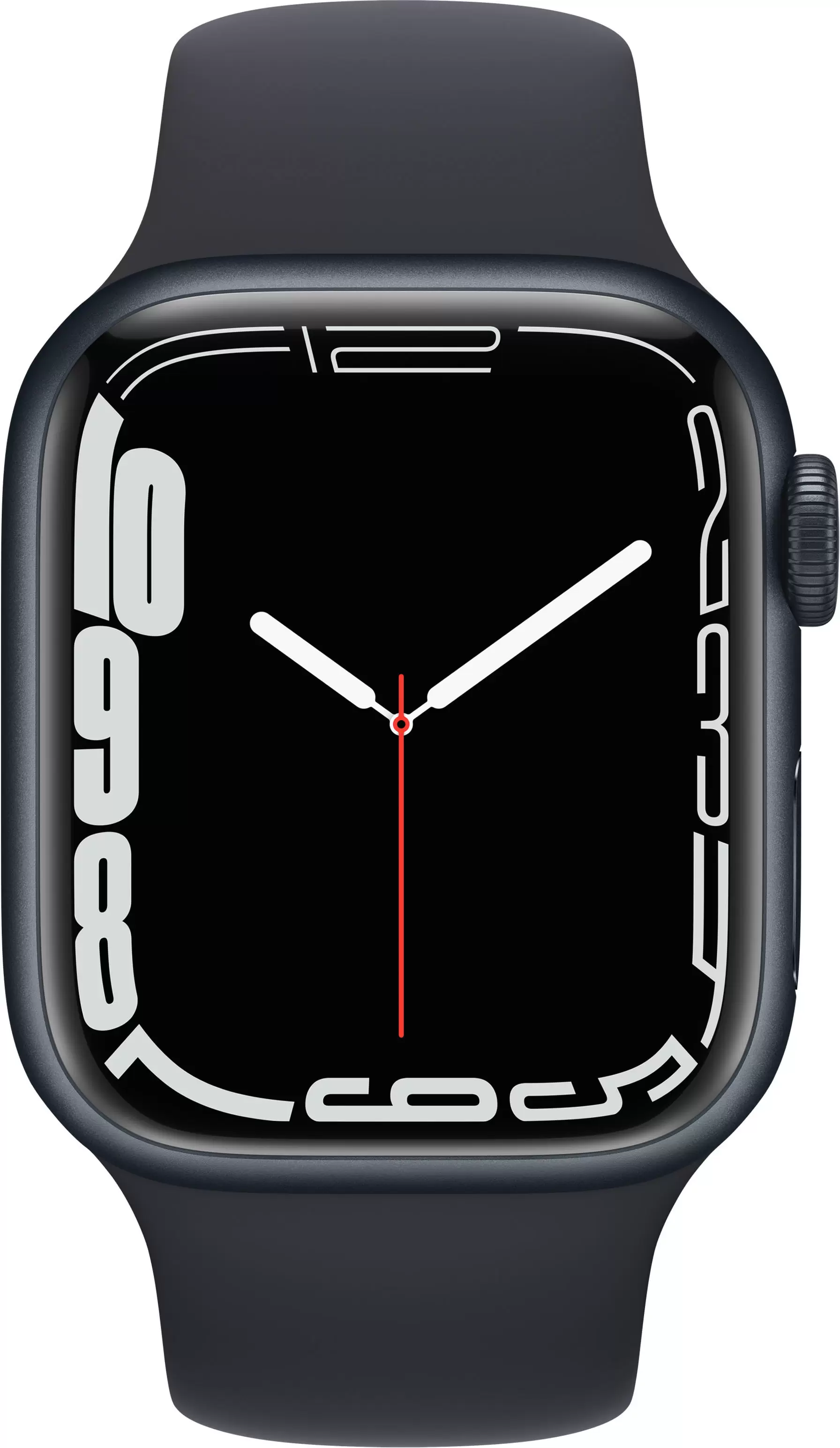 Apple Watch Series 7, 45 мм, корпус из алюминия цвета (тёмная ночь), спортивный ремешок цвета (тёмная ночь)